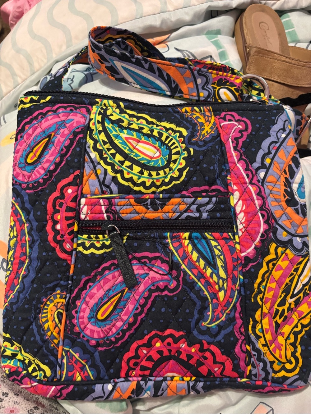 Vera Bradley Paisley Quilted Crossbody - Black, Pink, Yellow, Orange, Blue